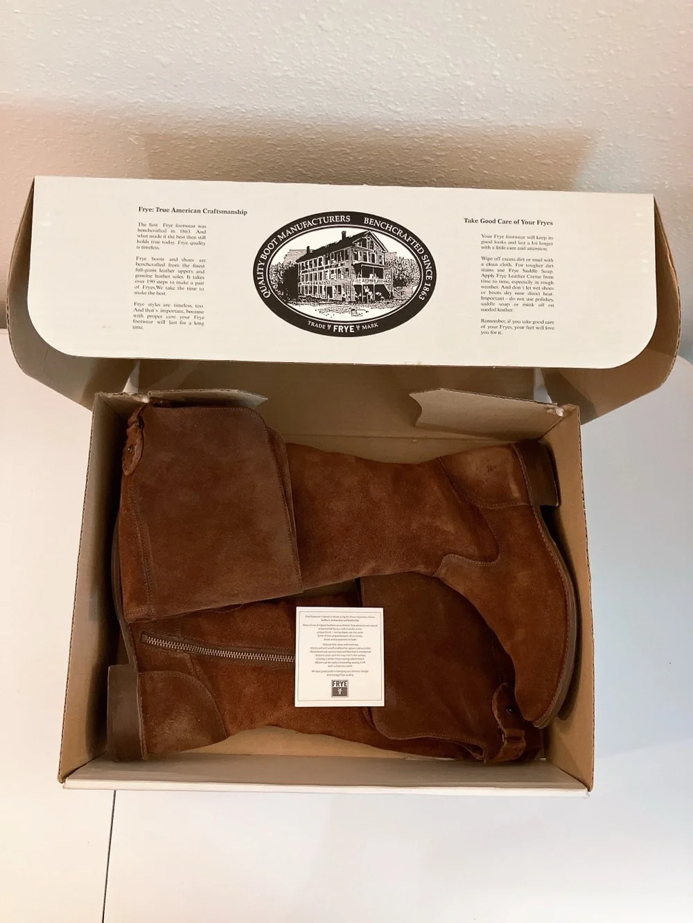 FRYE Suede Knee High Riding Boots Brown Shirley Western Festival